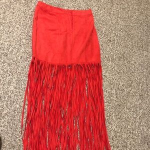 NWT H&M Coachella collection fringe suede skirt